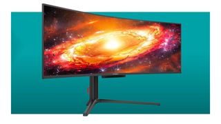 The Innocn 49Q1R 49 inch curved ultrawide monitor on a blue background